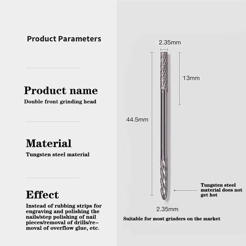Burghiu multifuncțional sub unghii, capete duble, carbură de tungsten, gel pentru îndepărtarea cuticulelor pentru unghii, pentru pregătirea unghiilor