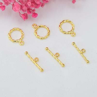 10 Stück 18K Gold Beutel Farberhaltender Glänzender Ot-Verschluss DIY Handgemachter Schmuck Zubehör Twist Iq Halskette Armband Endverbindungsverschluss