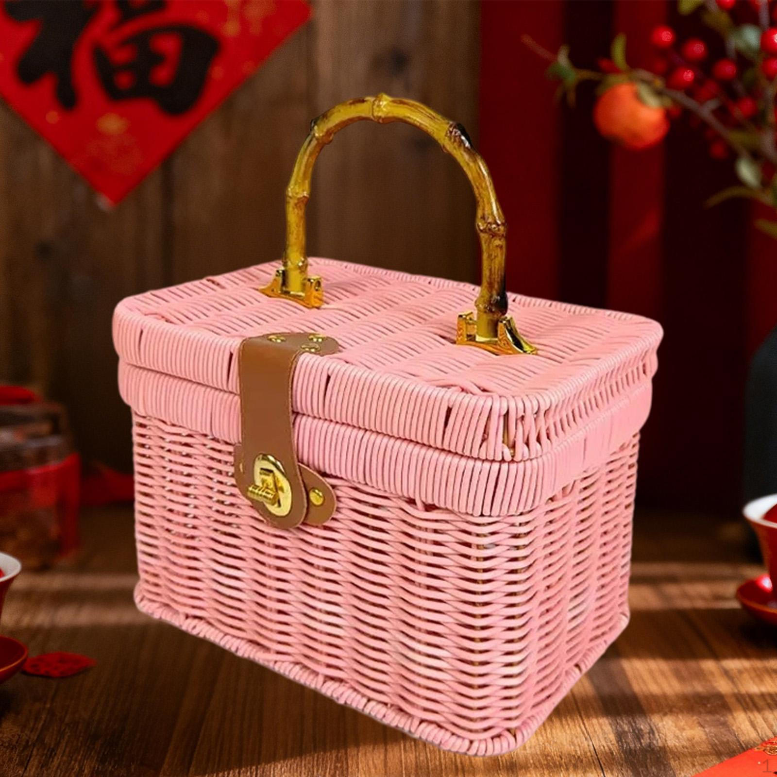 Handwoven Storage Basket Gift Decorative Case Display Suitcase Organizer for Themed Party Pink 235x16x16cm 1990₽