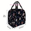 1pc, Floral Pattern on Dark Background, Printed Thermal Bag, Insulated Bag, No Food Contact, Suitable for Home, Restaurant, Offi