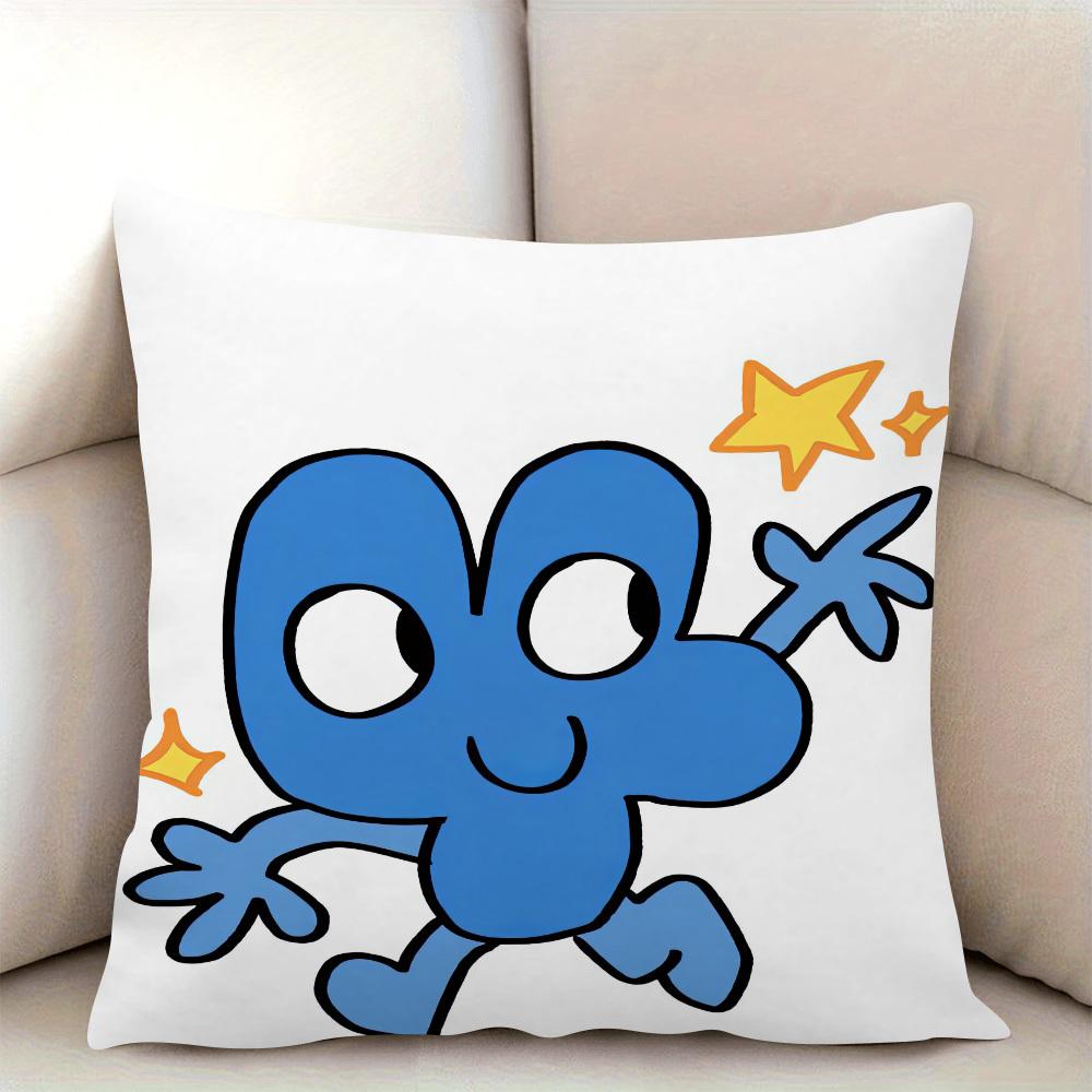 1Pc Bfdi Cute Chibi Printed Pillowcase, Zippered Decorative Cushion Cover (Only Cover), Machine Washable, Modern Home Decor For
