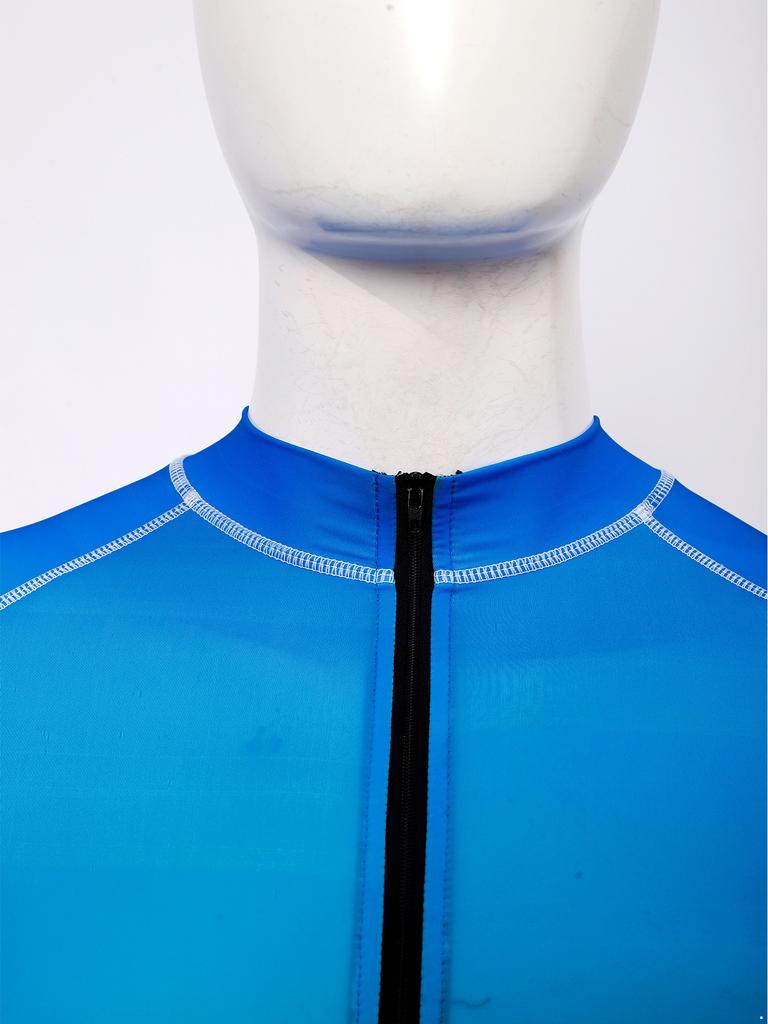 Costume da bagno intero da uomo a colori sfumati S-3XL Manica corta Zip frontale Pantaloncini a pantaloncino Tuta Rash Guard per Surf Nuoto Subacquea