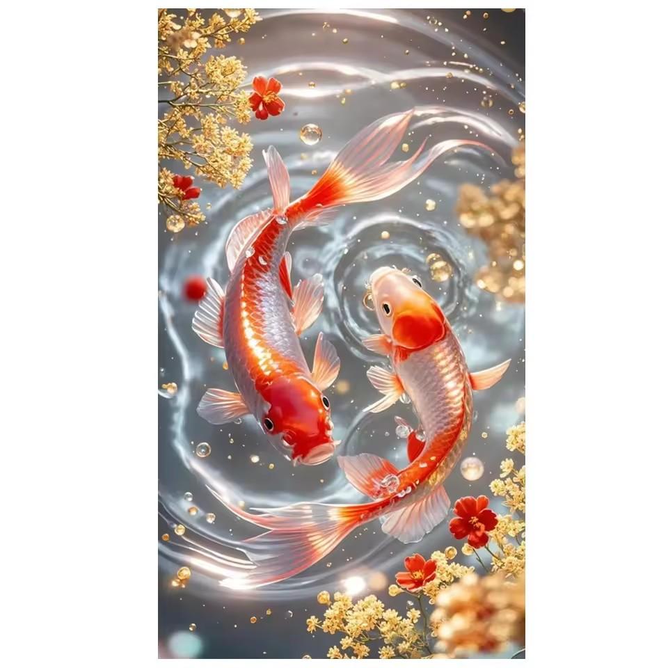 DIY Diamond Painting Koi Fish Animal Picture Of Rhinestones Mosaic Flower Cross Stitch Kits Large Diamond Embroidery Handicraft