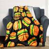 Burger Pattern Multi Purpose Customizable Blanket Customize Your Name Soft Cozy For Sofa Couch Office Bed Picnics All Season Use Modern Suitable For
