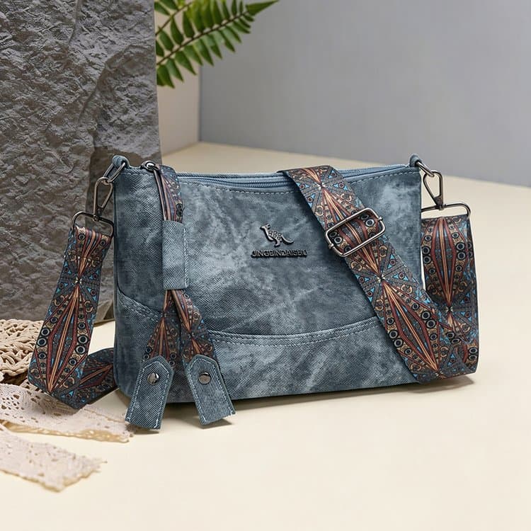 Retro and old textured soft leather messenger bag shoulder bag