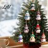 Seasonal Tree Accessories 16PCS Wooden Christmas Snowman Pendants Colorful 2D Flat Hanging Ornaments Decorations Knitted Hats And Scarves