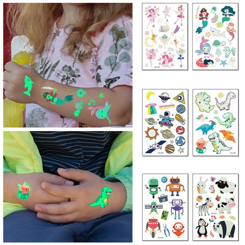 Tatuaje temporare copii autocolant tatuaj luminos pentru copii autocolante de desene animate strălucitoare impermeabile