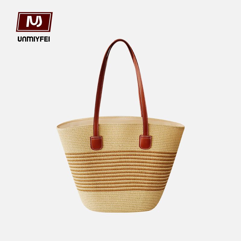 

Uncle Braid Summer Large Capacity Straw Woven Bag Female 2025 New Arrival Vacation Seaside Beach Satchel Tote Bag Beige