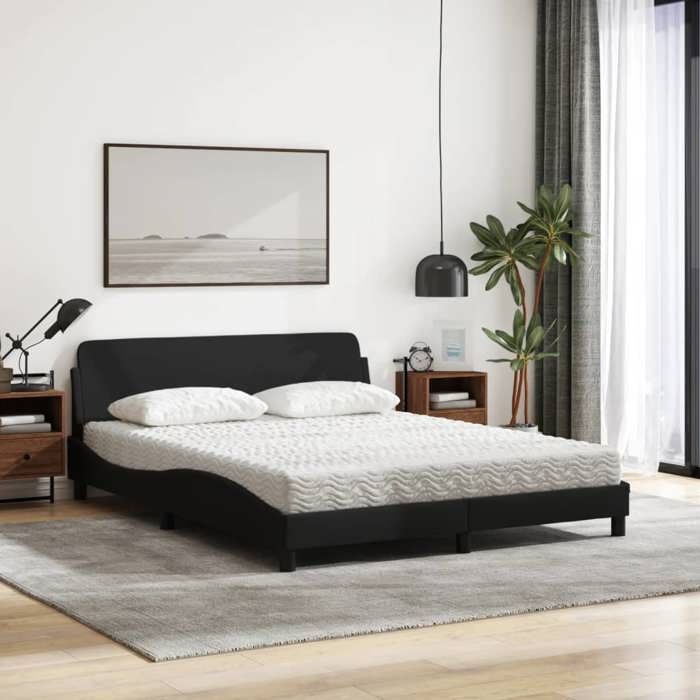VidaXL Bed with Mattress Black 160x200 Cm Fabric 3208426