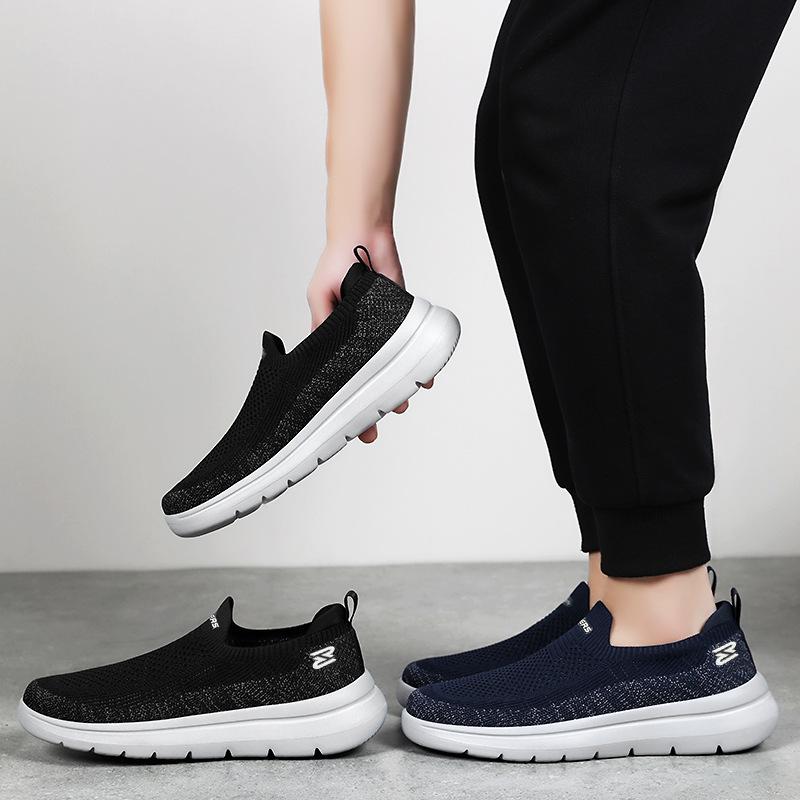 Men's Shoes for Summer New Flying Knitted Breathable Casual Shoes Soft Sole Comfortable Single Shoes Simple Lightweight Men's Shoes
