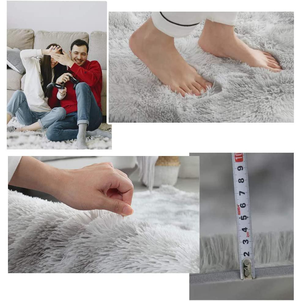 Round Carpet For Living Room Room Fluffy Thick Bed Space Carpets Plush Soft Texture Anti -Slip Circle Floor Rugs Tie Dyeing Velvet Mat