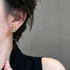 Retro color matching hollow flower beads wear stud earrings before and after women's simple exquisite and versatile earrings