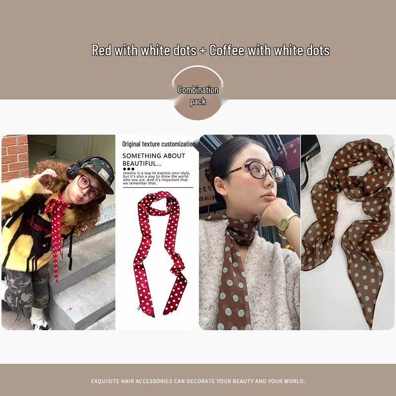Korean Polka Dot Multifunctional Scarf Tie Hairband Accessory