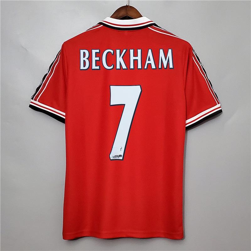 Vintage jersey 9899 Man L home Beckham Cantona Rooney Giggs 0809C Ronaldo football jersey print S