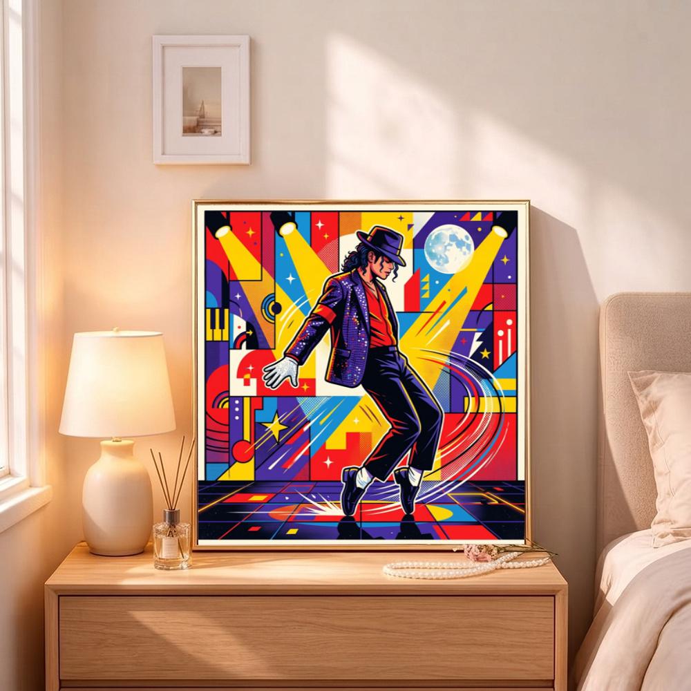Michael Jackson Retro Dance Tribute 5D Round Diamond Painting Kit Diamond Embroidery Painting Rhinestones Mosaic Frameless Handwork Decoration Arts