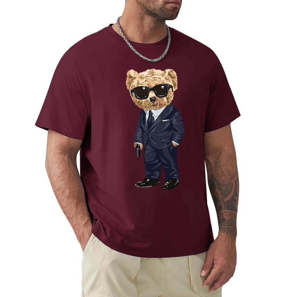 Teddy Bear With A Gun T Shirt Harajuku Short Sleeve T-shirt 100% Cotton Graphics Tshirt Tops