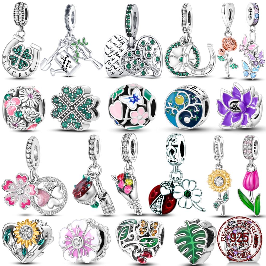 copper Charm Bead Charms Bead Charms Plants Flowers Rose Tree of Life Clip Dangle Compatible With Authentic Pandora Bracelets Bangle Jewellery