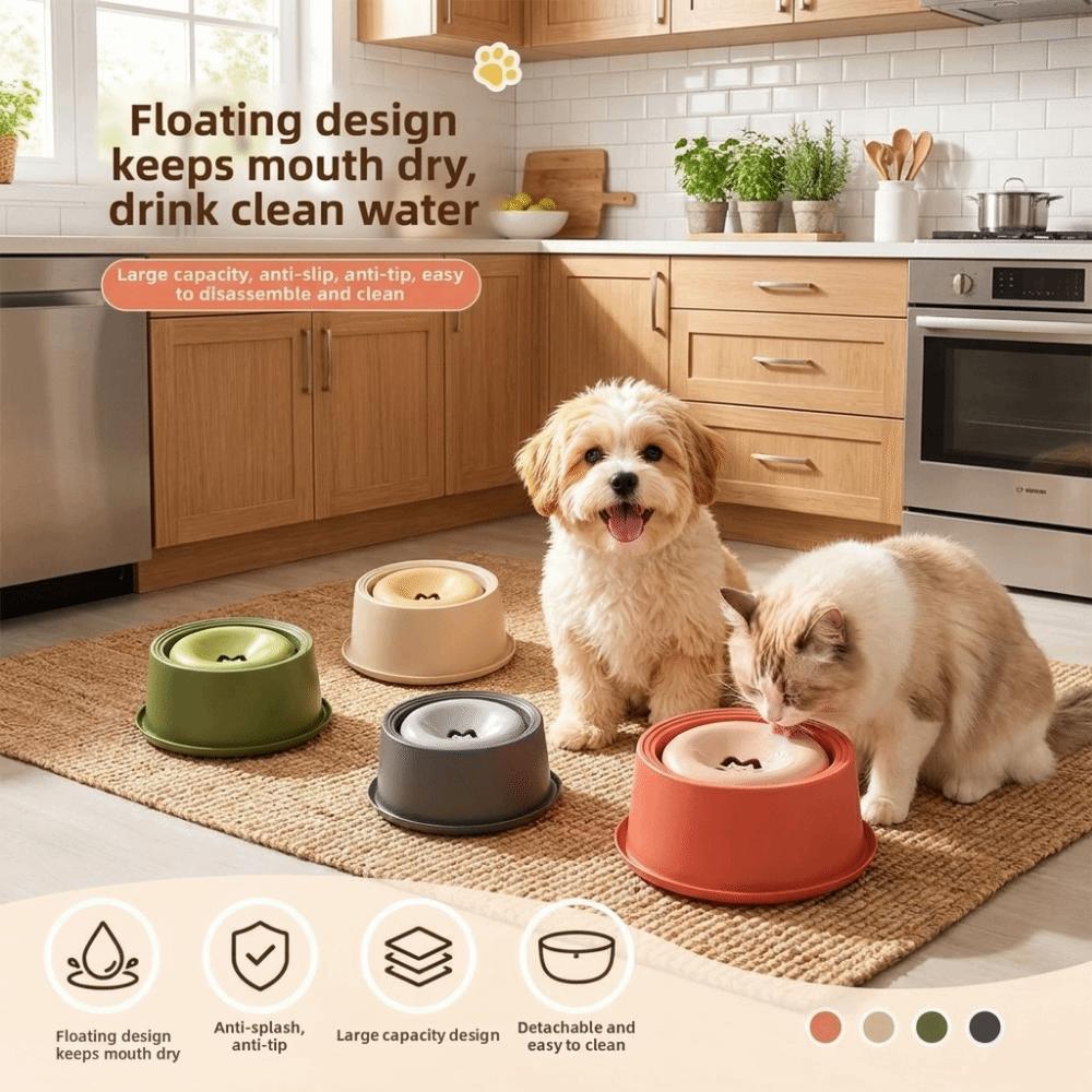 Non-Slip Pet Water Bowl Easy Clean Pet Feeding Dish Non-Wetting Mouth Slow Feeder Bowl Dog Use