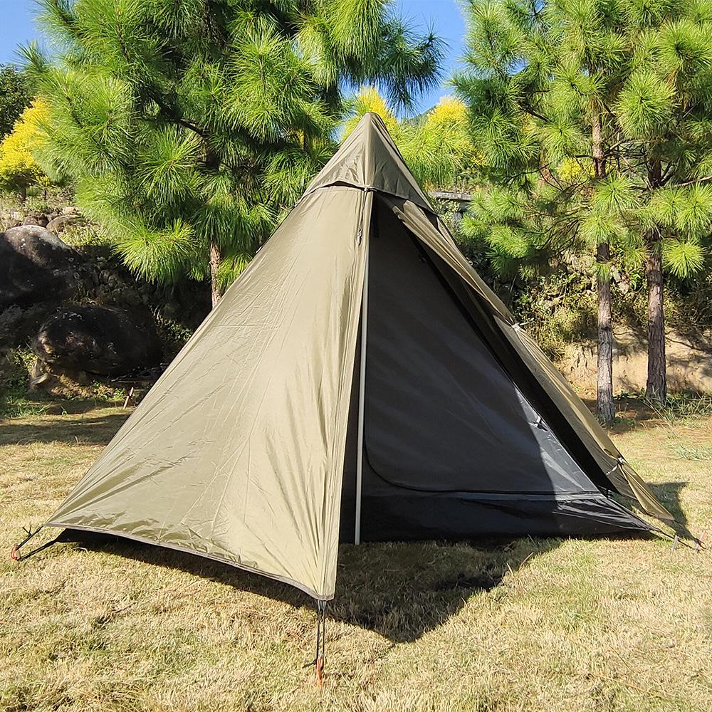 Ultra-light Single Person Pyramid Tent - Portable, Rainproof, Sunscreen, Ideal for Hiking, Camping, and Mountaineering Single Person