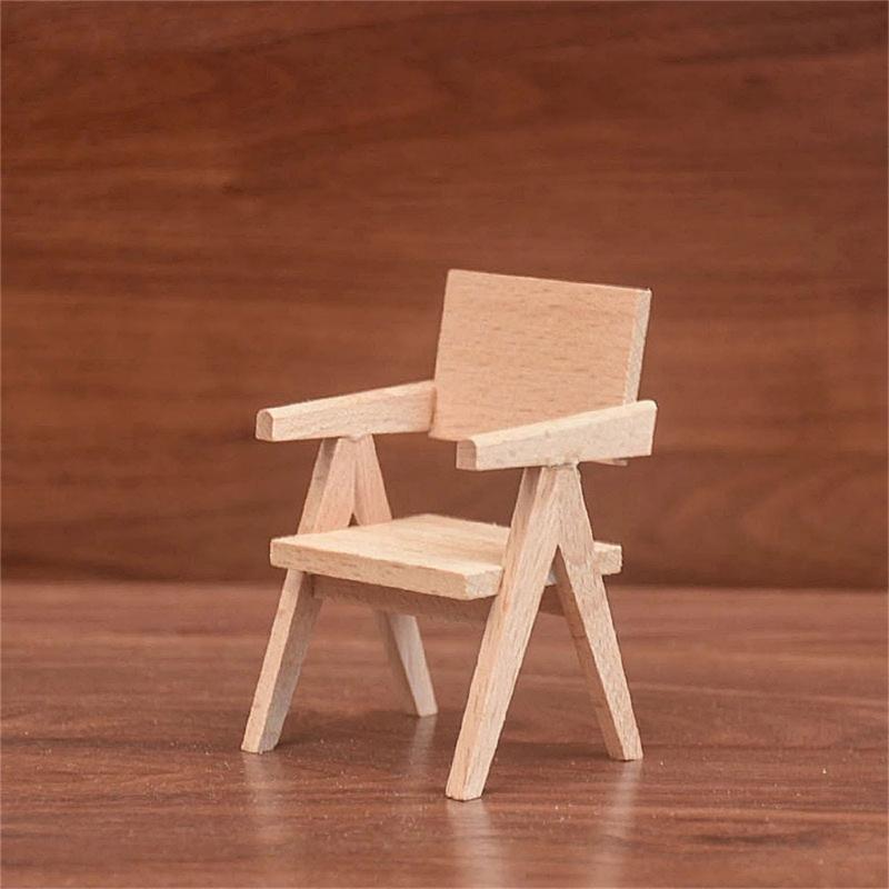 Unfinished Wood Miniature Table/Chair 1/12 Scale Dollhouses Accessories for Realistic Scene Display Dollhouses Decoration