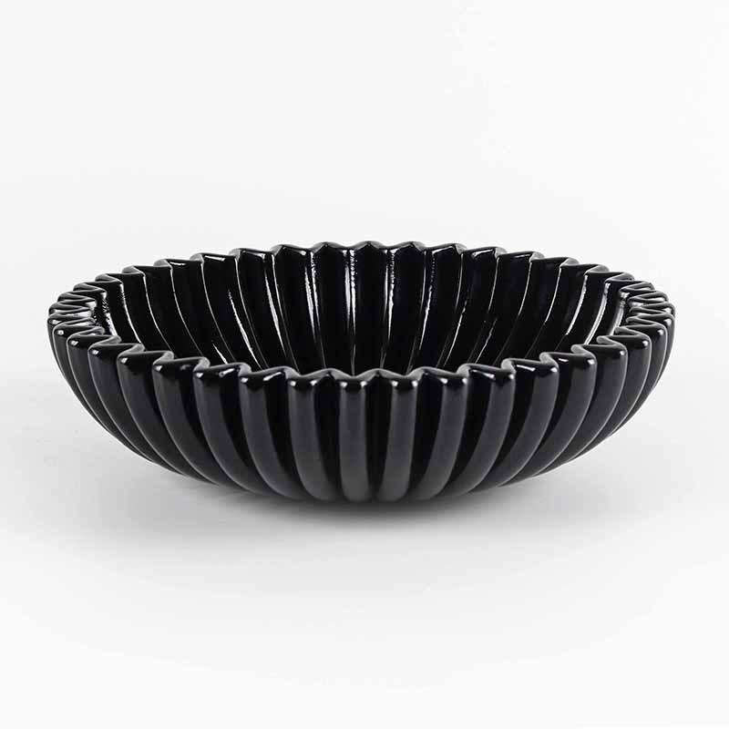 Leichte, luxuriöse Obstschale mit schwarzem Wellenschliff, Dekoration für die Aufbewahrung von Obsttellern, Heimdekoration, Modellzimmer, Hoteldekoration