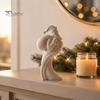Unique Minimalist Holiday Art Pieces Abstract Santa Claus Ornament, Sandstone Texture 3D Print Decor Statues, Artistic Figurines for Tabletop Entrance