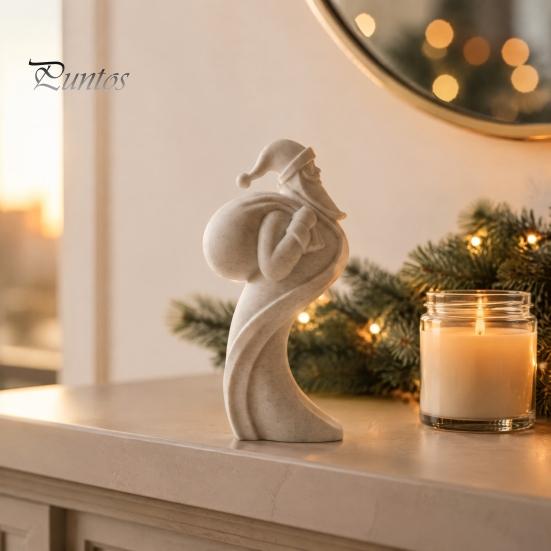 Unique Minimalist Holiday Art Pieces Abstract Santa Claus Ornament, Sandstone Texture 3D Print Decor Statues, Artistic Figurines for Tabletop Entrance