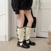 Fold the Low Heel Twice, Wear the Belt Buckle But the Knee Middle Tube, Women's Round Head Thick Heel Color Matching 2026 Winter New Knight Boots