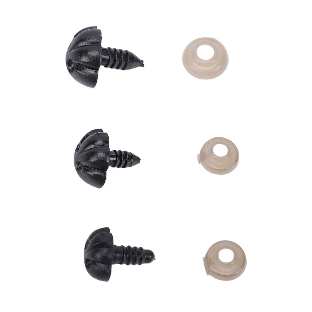 140Pcs Set Safety Noses Plastic 3 Sizes with Washers for Stuffed Animals Dogs Doll Making Black Mixed 140Pcs