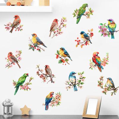 Flower Birds Magpie Diy Stickers Licing Room Decor Home Decoration Wall Decals