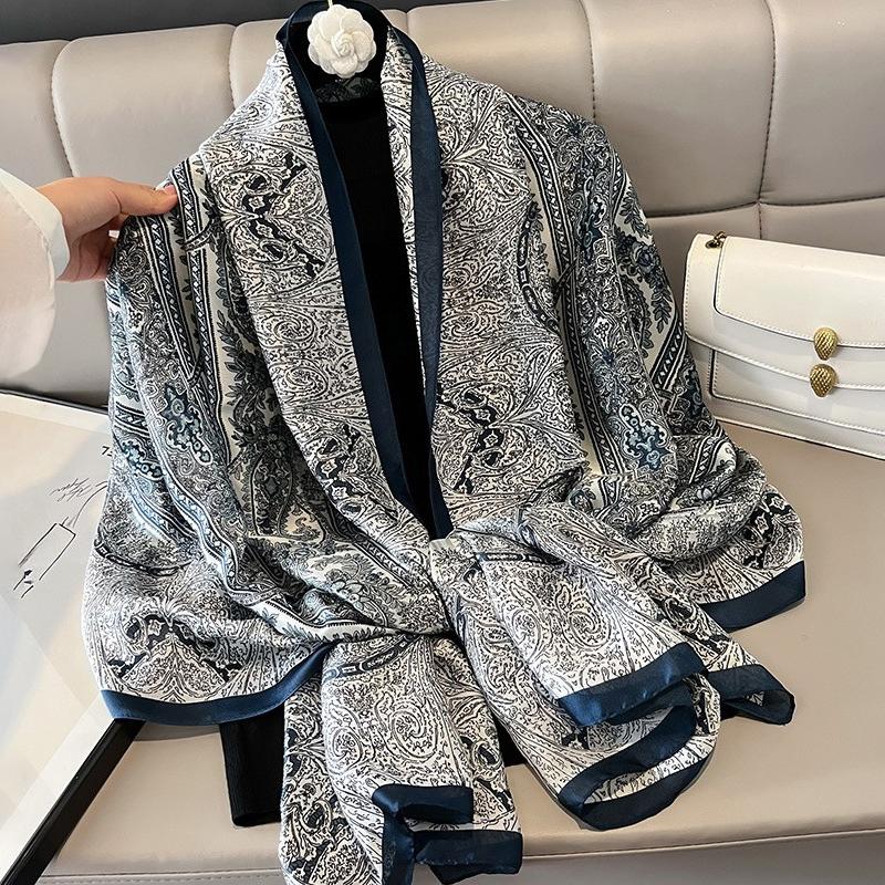 Bohemia Silk Scarf Women Large Shawls Styles Pashmina Hijab Foulard Echarpe Design Print Lady Stole Head Scarves Luxury