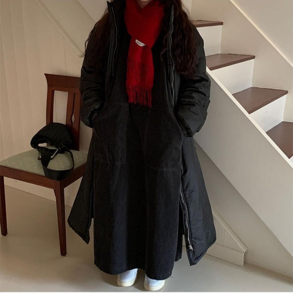 LYRIA Long Dress Women Dresses Turn Down Collar Corduroy A Line Vestidos Maxi Mom Jeans Streetwear Casual Loose Y2k Dress