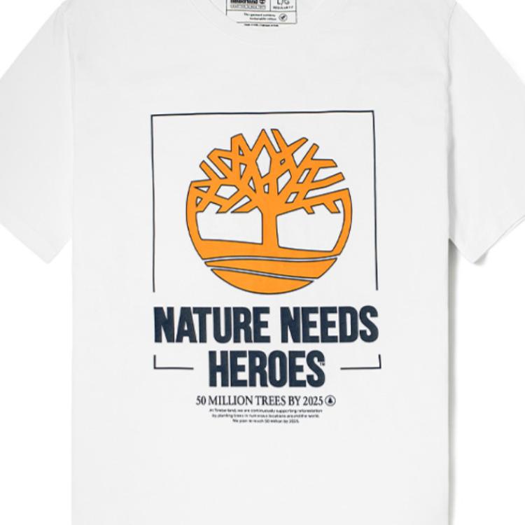Timberland Outdoor Casual Tree Logo Print Crew Neck Short Sleeve T-Shirt Men Tops White A24RF-100
