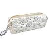 Korean Style Heart Embroidery Pencil Case With Polyester Material For Student Girls And Office Use