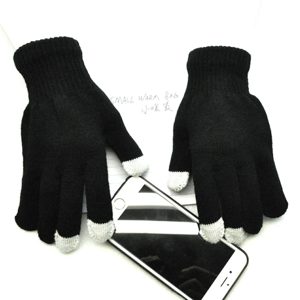 Touchscreen-Handschuhe für Männer und Frauen, junge Radfahrer im Herbst und Winter, kältefest, Wolle, einfarbig, rutschfest, fingergetrennt w
