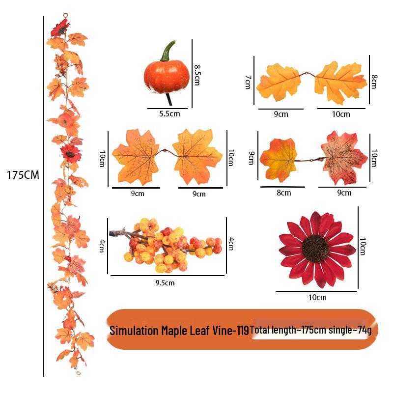 Autumn Maple Leaf Vine for Thanksgiving, Halloween & Christmas Decor