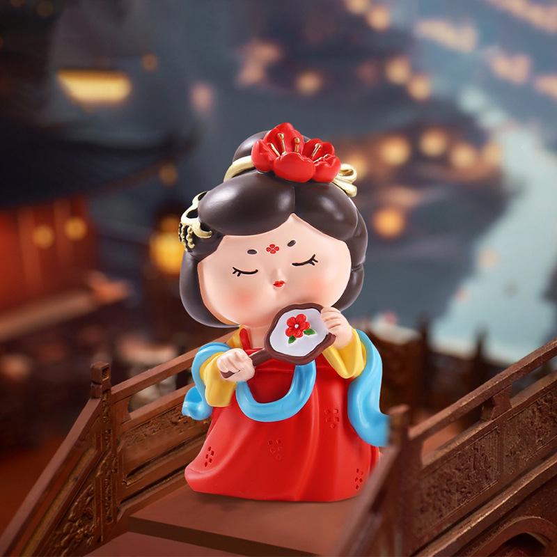 Creative Ancient Tang Lady Figurine: National Tide Style Desktop Ornament