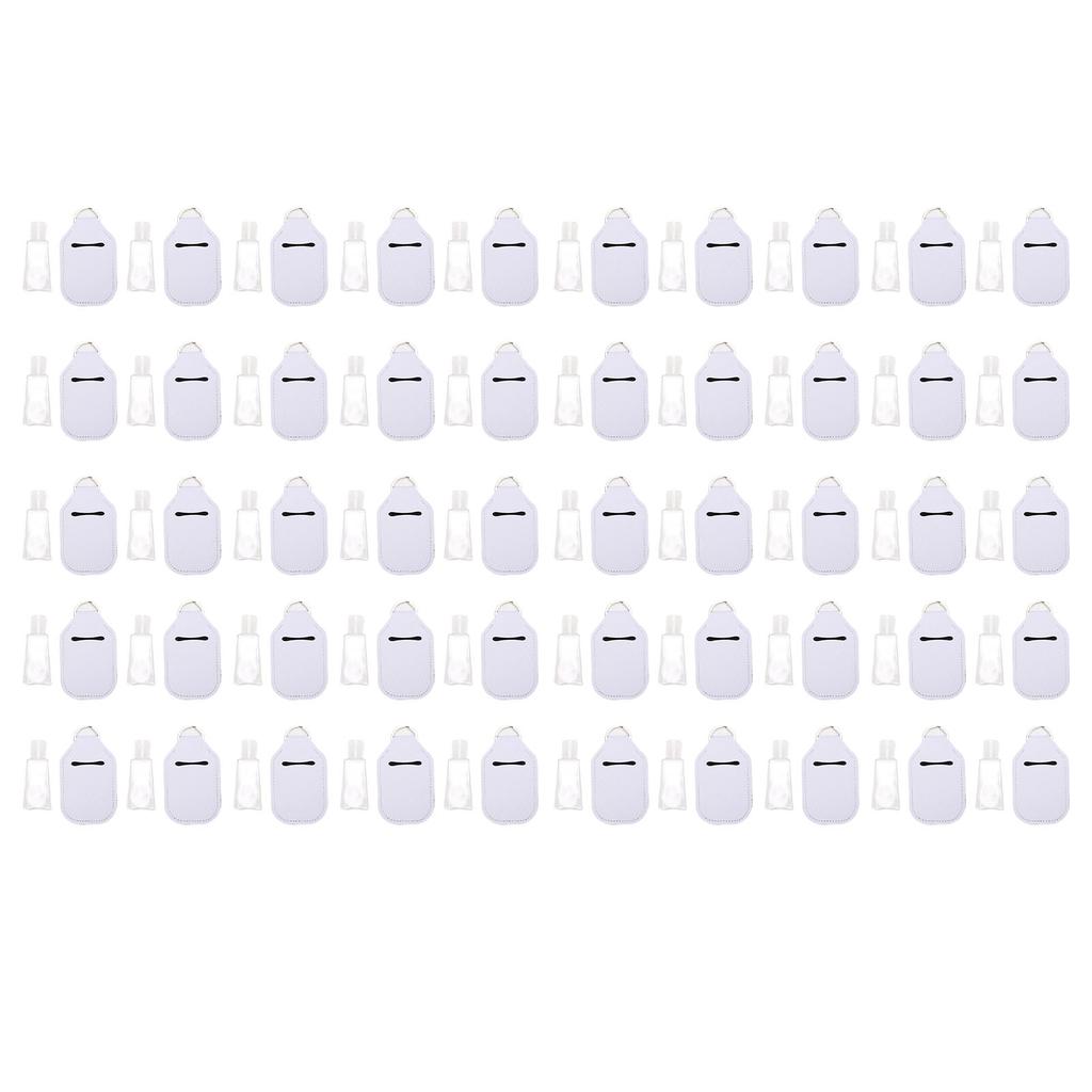 50pcs Empty Travel Bottles Keychain Holders Set Portable Travel Bottle Kit 30ml Reusable Bottle with Keychain Hook White
