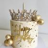 Large Crown Cake Topper Happy Birthday Party Cake Decoration Metal Gold Silver Crystal Crown Wedding Bridal Hair Accessories