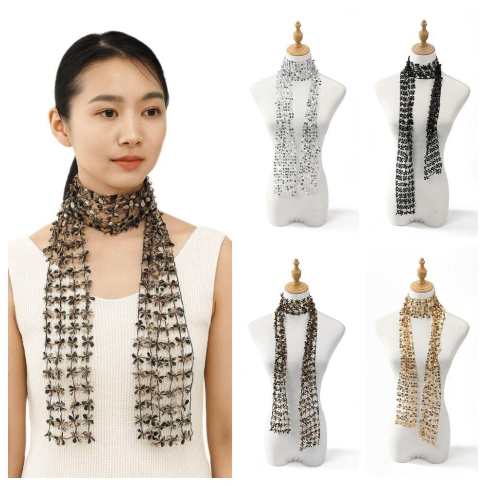 Flower Shape Belly Dancing Scarf Tassel Waist Chain Fashion Sequin Scarf Women
