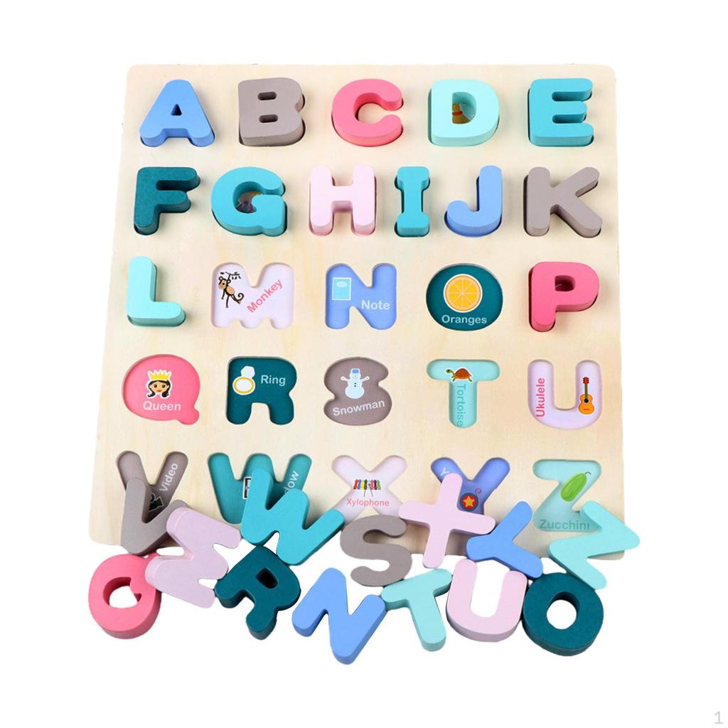 Montessori Blocks Puzzle Wooden Chunky Puzzles Board Preschool Learning for Girls and Boys