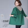 Women's Plus Size Embroidered Color Block Windbreaker - Mid-Length, Loose Fit, Korean Style Jacket for Spring and Autumn