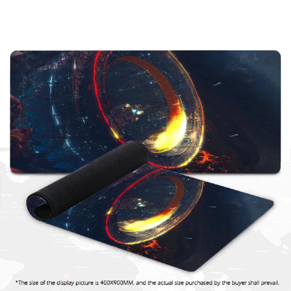 Dark Space Large Gaming Mouse Pad XXL Orbital Earth Deskmat Non-Slip Rubber Game Mouse Mat Computer Keyboard Mats Big Gamer