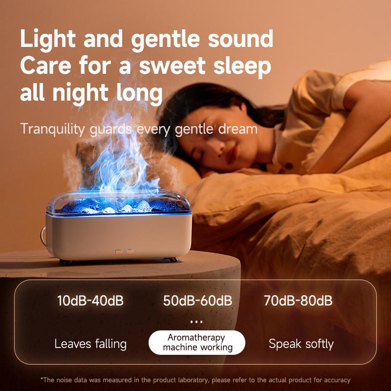 New Simulation Flame Aromatherapy Machine Quiet Mini Air Humidifier LED Colorful Light 300ML Humidifier Home Perfume Diffuser