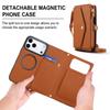 Crossbody Zipper Flip Multi Functional Detachable Wallet Leather Case For iPhone 17 Pro Max 16 Plus 15 14 13 12 11 Strap Cover