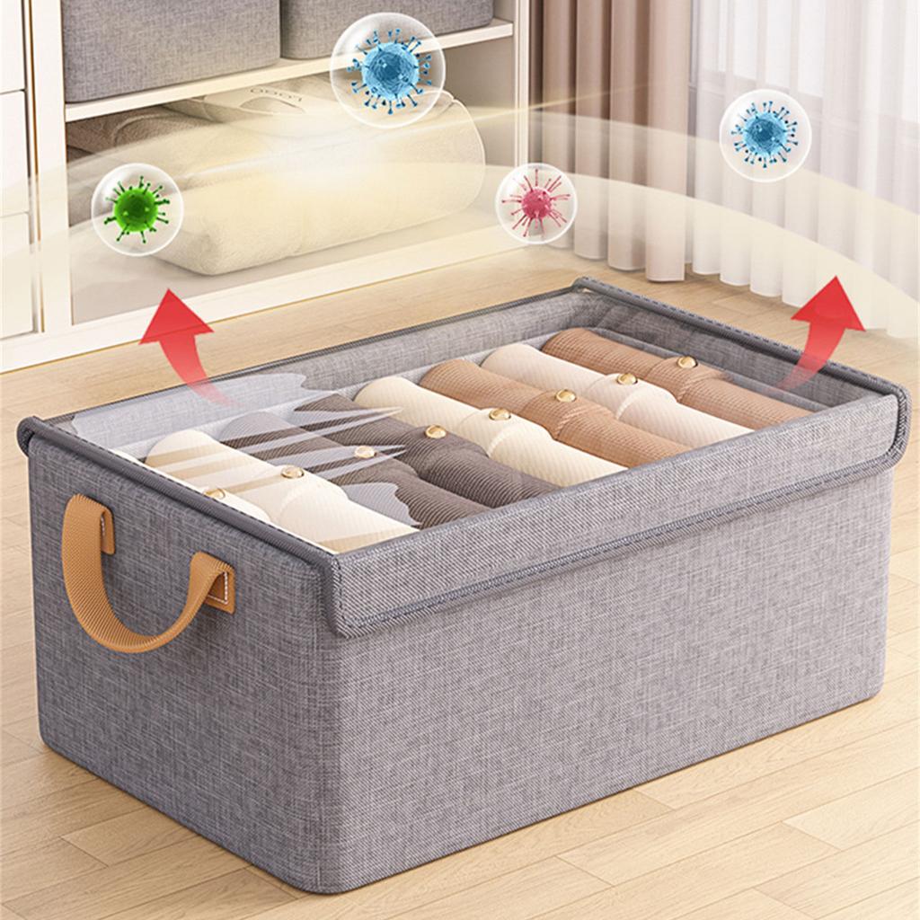 Foldable Clothing Organizer Space Efficient Folding Storage Bin with Lid for Garments Dustproof Wardrobe Clothes Box