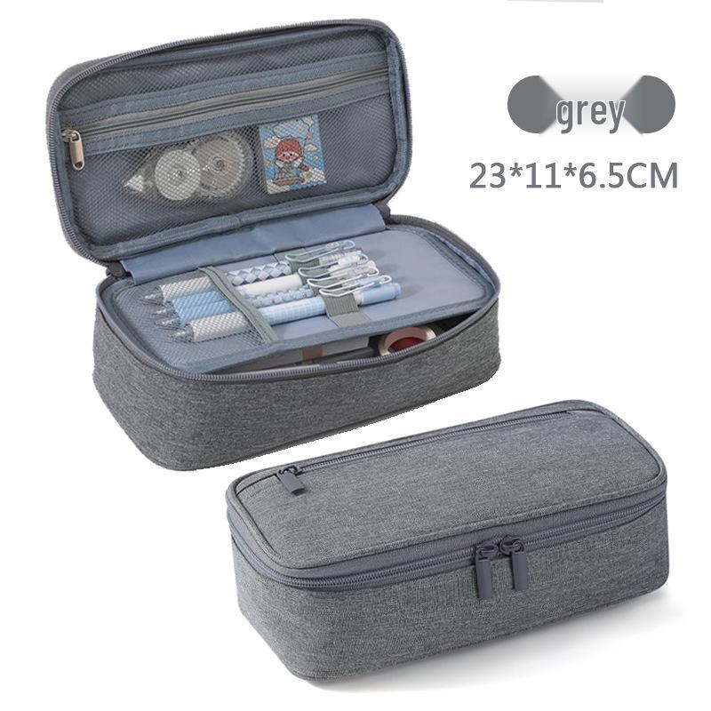 Stylish Large Capacity Pencil Case for Men - Durable and Simple Office Stationery Storage Bag