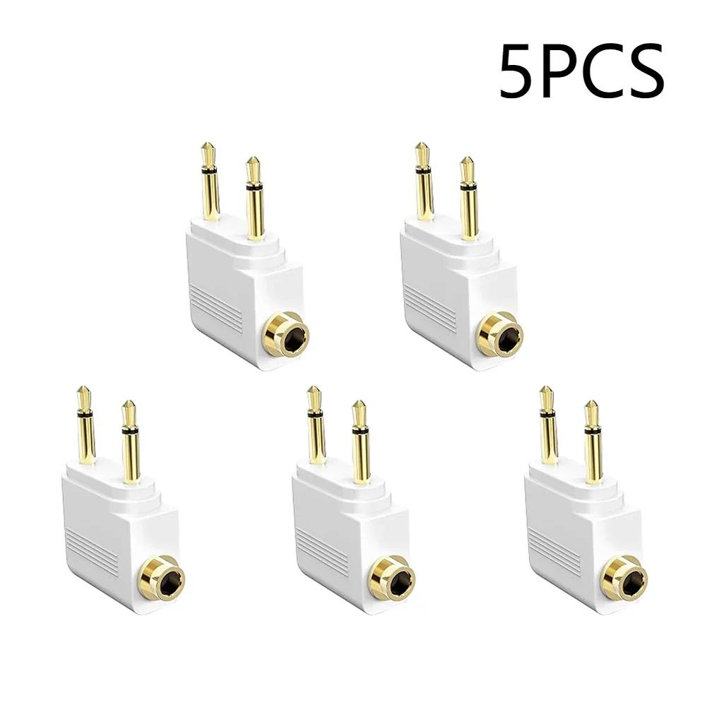 XIKCU 1-5pcs/Lot Dual 3.5mm Plug Adaptor Jack Audio Headphone Converter Adapter for Airline Airplane Travel Earphone Connector 6