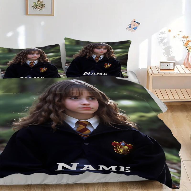 Custom Name Cartoon Harryl Bedding 3 Piece Set HD Print Duvet Cover Pillowcases for Teens Adult Bedroom Decoration