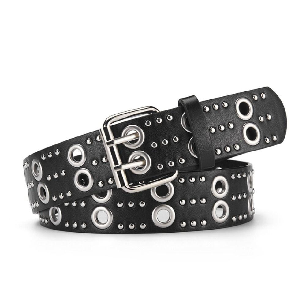 Dual Pin Buckle Business Waist Belt Luxury Design Punk Waistband  Paired with Skirts Jeans